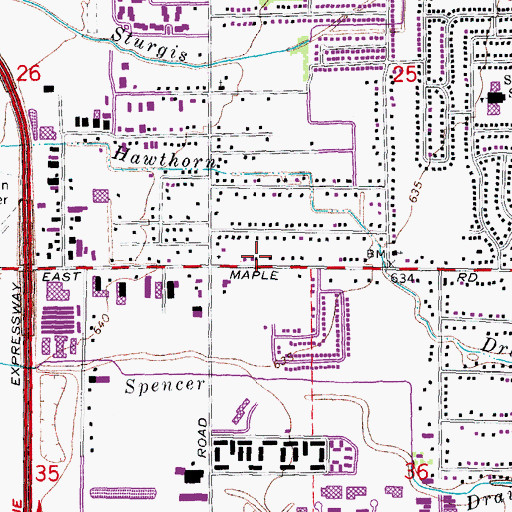 Topographic Map of Troy Fire Department Station 4, MI