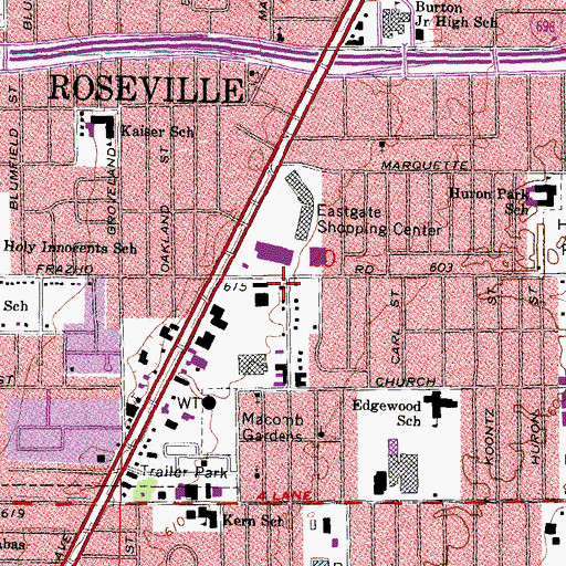Topographic Map of Roseville Fire Department Station 2, MI