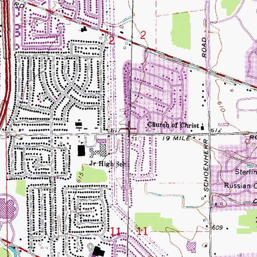 Topographic Map of Sterling Heights Fire Department Station 2, MI