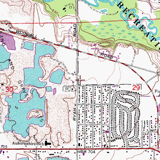 Topographic Map of Shelby Township Fire Department Station 2, MI