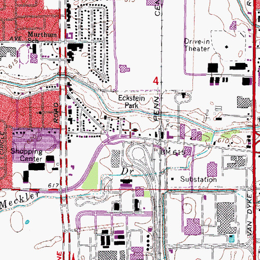 Topographic Map of Warren Fire Department Station 4, MI