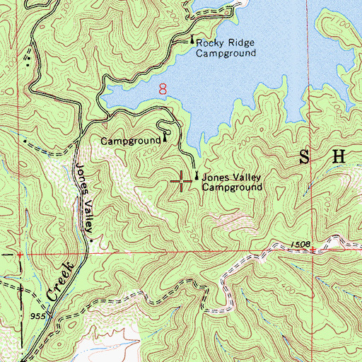 Topographic Map of Jones Valley Campground, CA