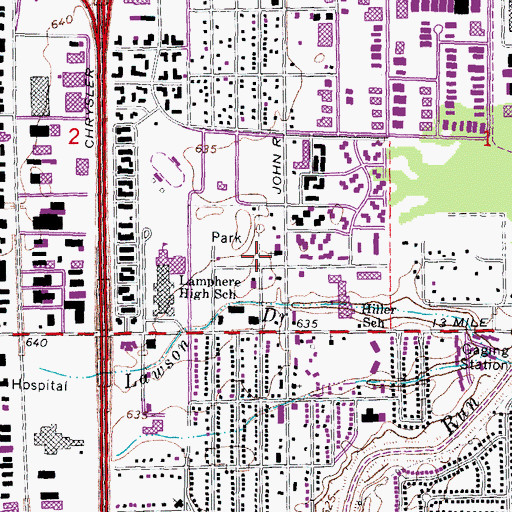 Topographic Map of Madison Heights Fire Department Station 1, MI