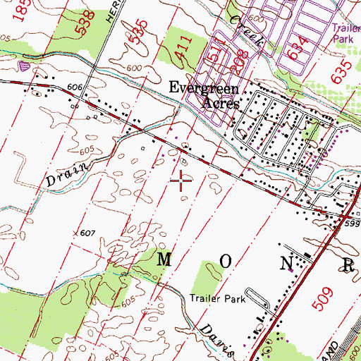 Topographic Map of Monroe Charter Township Fire Department Station 3, MI