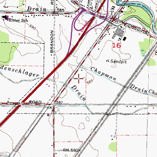 Topographic Map of Berlin Charter Township Fire Department Station 2, MI