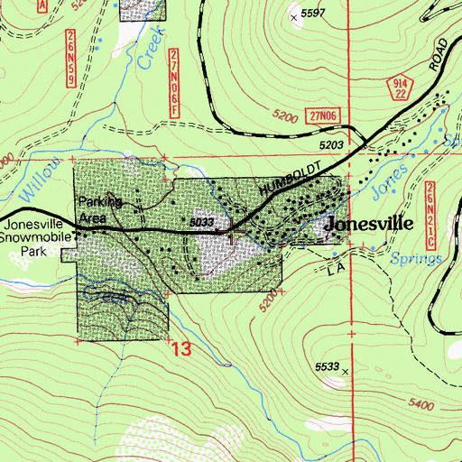 Topographic Map of Jonesville, CA