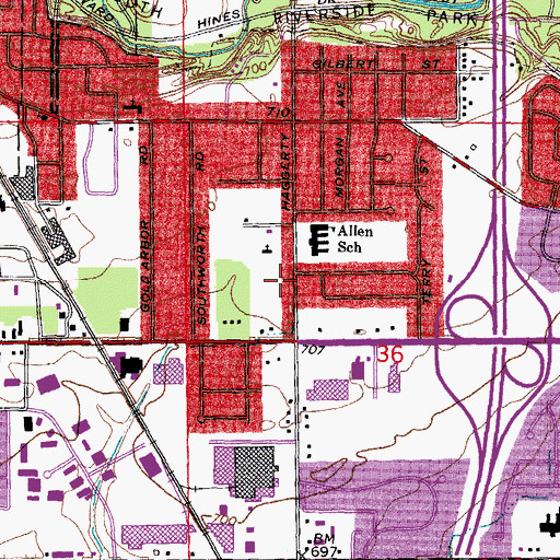 Topographic Map of Plymouth Community Fire Department Station 1 Headquarters, MI