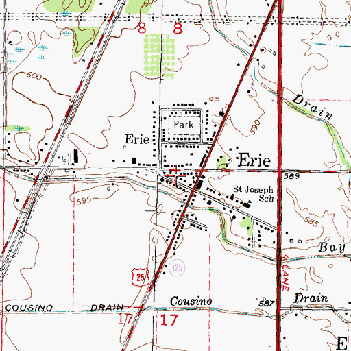 Topographic Map of Erie Township Fire Department, MI