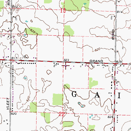 Topographic Map of Gaines Township Fire Department, MI