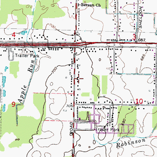 Topographic Map of Van Buren Township Fire Department Station 2 Headquarters, MI