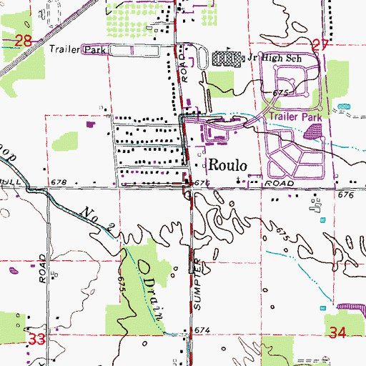 Topographic Map of Van Buren Township Fire Department Station 1, MI