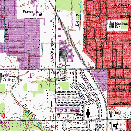 Topographic Map of Westland Fire Department Station 4, MI