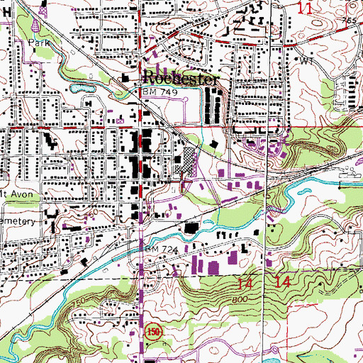 Topographic Map of Rochester Fire Department, MI