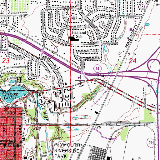 Topographic Map of Plymouth Community Fire Department Station 2, MI