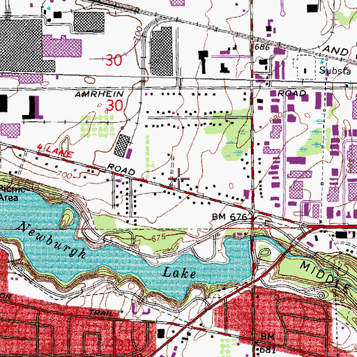 Topographic Map of Livonia Fire and Rescue Station 6, MI