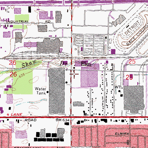 Topographic Map of Livonia Fire and Rescue Station 4, MI
