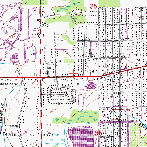 Topographic Map of Rochester Hills Fire Department Station 2, MI