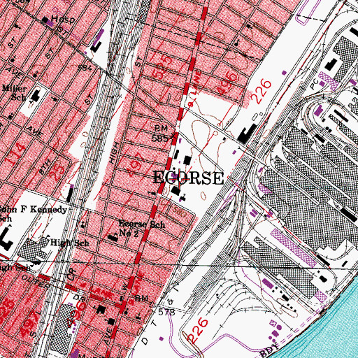 Topographic Map of Ecorse Fire Department, MI