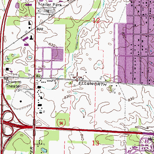 Topographic Map of Pittsfield Charter Township Fire Department Station 2, MI