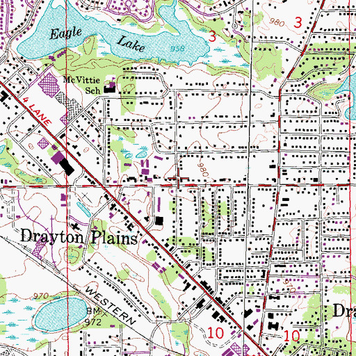 Topographic Map of Waterford Township Fire Department Station 2, MI