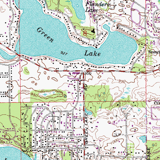 Topographic Map of West Bloomfield Fire Department Station 3, MI