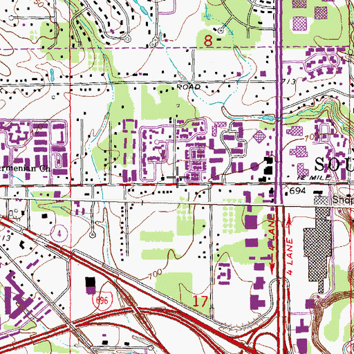 Topographic Map of Southfield Fire Department Station 4, MI