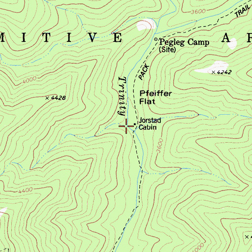 Topographic Map of Jorstad Cabin, CA