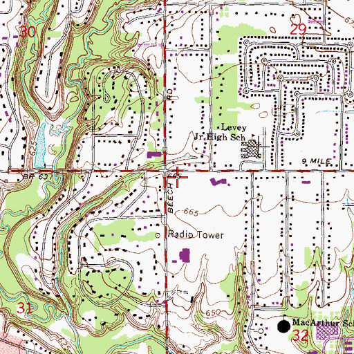 Topographic Map of Southfield Fire Department Station 2, MI