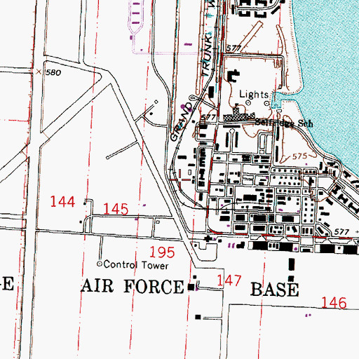 Topographic Map of Selfridge Air National Guard Base Fire Department, MI