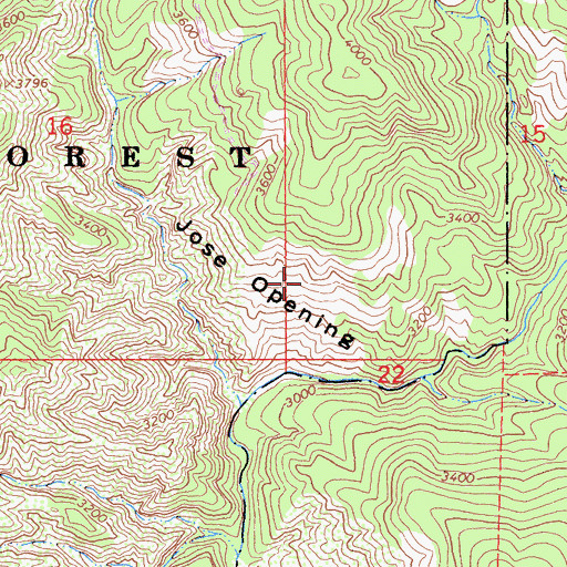 Topographic Map of Jose Opening, CA