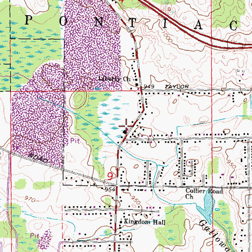 Topographic Map of Auburn Hills Fire Department Station 3, MI