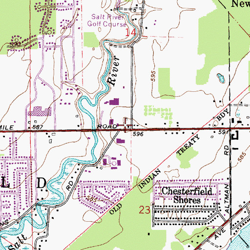 Topographic Map of Chesterfield Township Fire Department Station 3, MI
