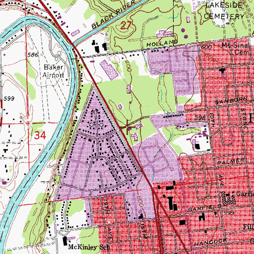 Topographic Map of Port Huron Fire Department Station 3, MI