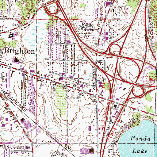 Topographic Map of Brighton Area Fire Department Station 33, MI