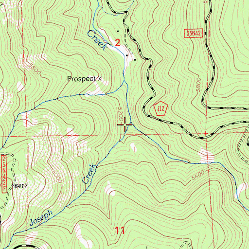 Topographic Map of Joseph Creek, CA