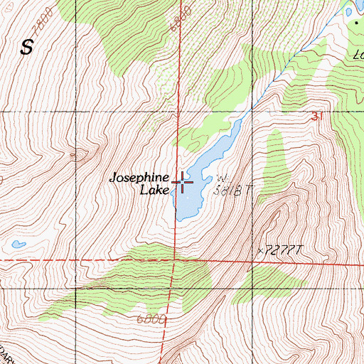 Topographic Map of Josephine Lake, CA