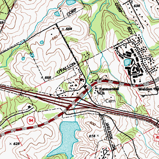 Topographic Map of Cottleville Community Fire Protection District Station 3, MO