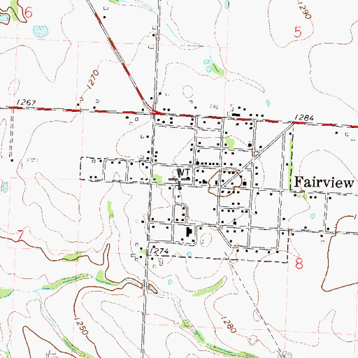 Topographic Map of Fairview Volunteer Fire Department, MO