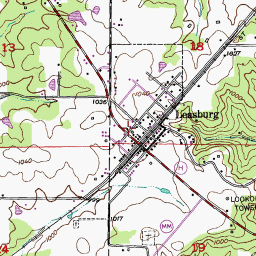 Topographic Map of Leasburg Volunteer Fire Department, MO