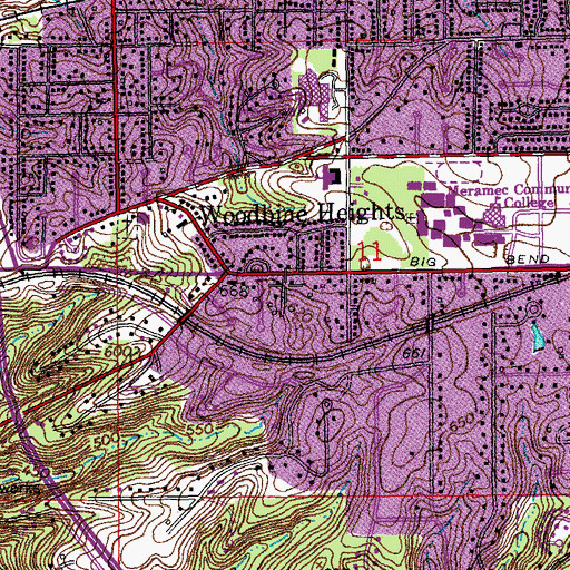 Topographic Map of Kirkwood Fire Department Station 2, MO