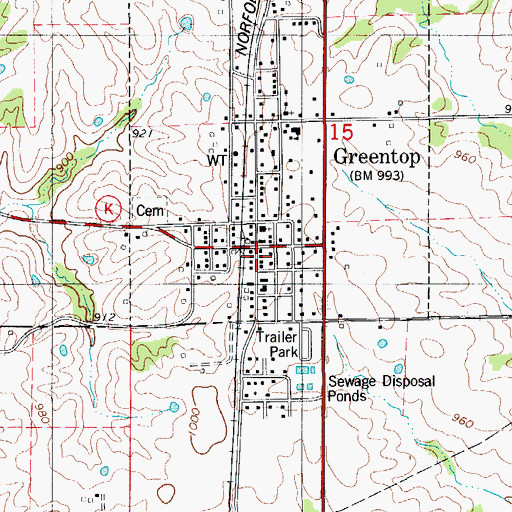 Topographic Map of Greentop Fire Protection Association Station 1, MO