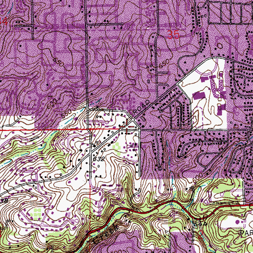 Topographic Map of Kirkwood Fire Department Station 3, MO