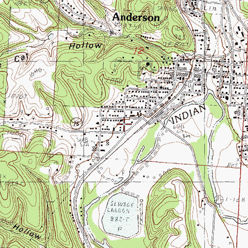 Topographic Map of Anderson Volunteer Fire Department, MO