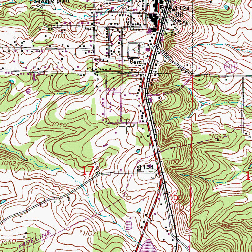 Topographic Map of Crocker Fire Protection District Station 1 Headquarters, MO
