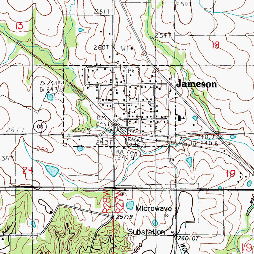 Topographic Map of Jameson Volunteer Fire Protection District, MO
