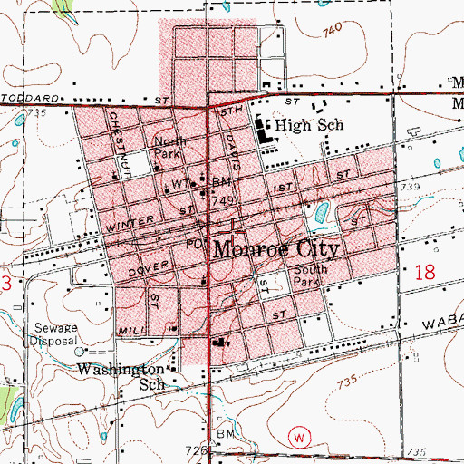 Topographic Map of Monroe City Fire Department, MO