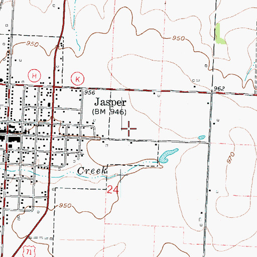 Topographic Map of Jasper Farmers Fire Protection Association, MO