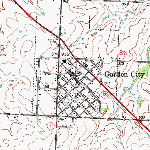Topographic Map of Garden City Fire Protection District, MO