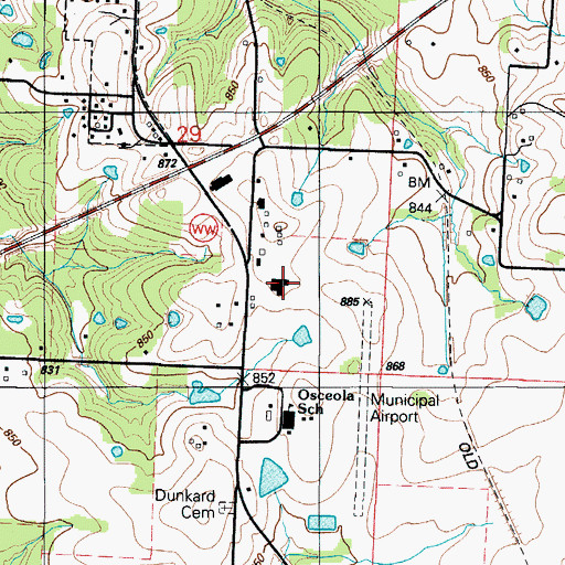Topographic Map of Sac - Osage Fire Protection District, MO