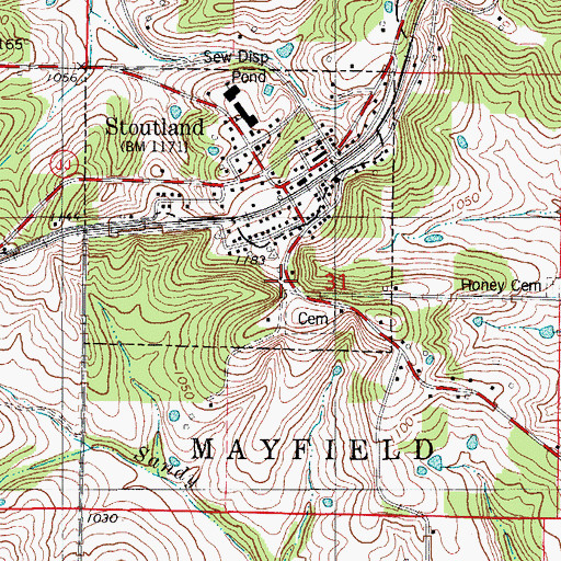 Topographic Map of Stoutland Volunteer Fire Department, MO